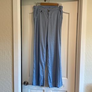 Level 99 linen blend trousers in light blue